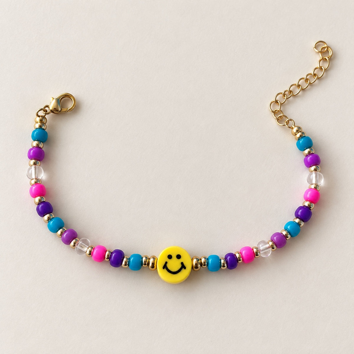 Bracciale VYBE Smiley Pop con perline multicolore e dettagli dorati
