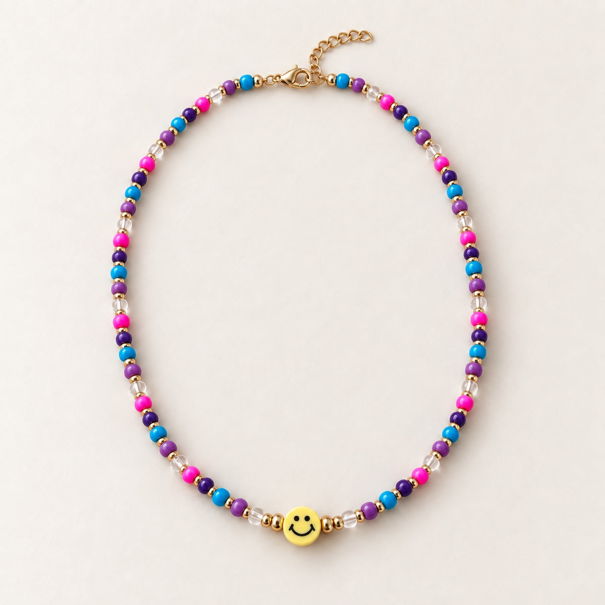 Collana VYBE Smiley Pop con perline multicolore e dettagli dorati
