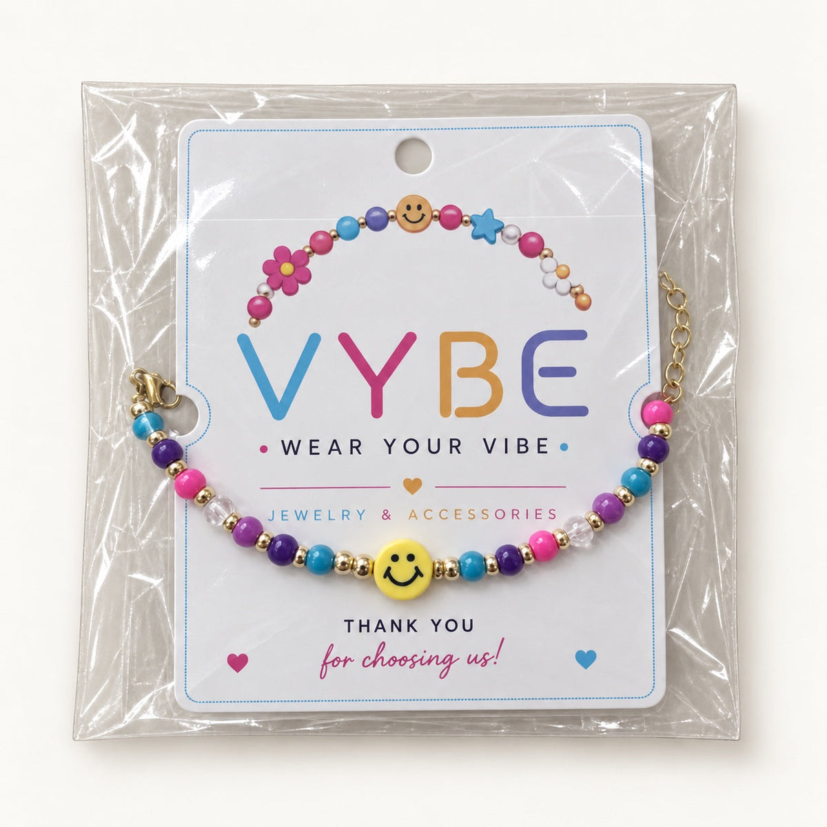 Packaging VYBE incluso con Smiley Pop